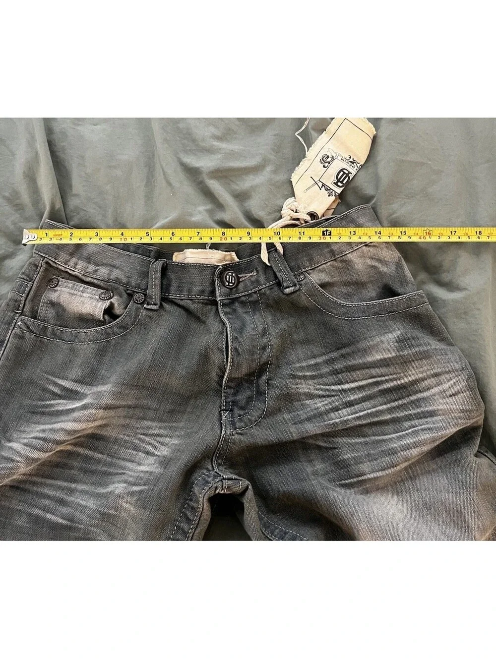 Dio Denim Men Y2K Vintage Straight Leg Jeans Heavy Light Wash distressed 32x34